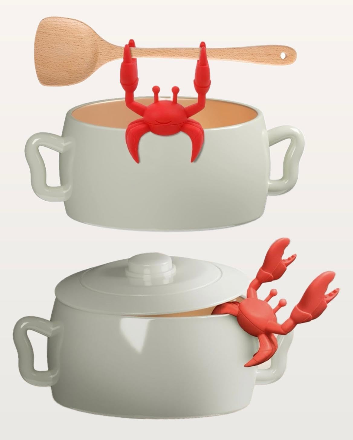 2 PCS Crab Silicone Utensil Rest -Silicone Spoon Holder, Funny Kitchen Accessory Gifts-Heat-Resistant Kitchen and Grill Utensil Holder -Non-Slip Spoon Holder Stove Organizer, Steam Releaser(2 Pcs Red)